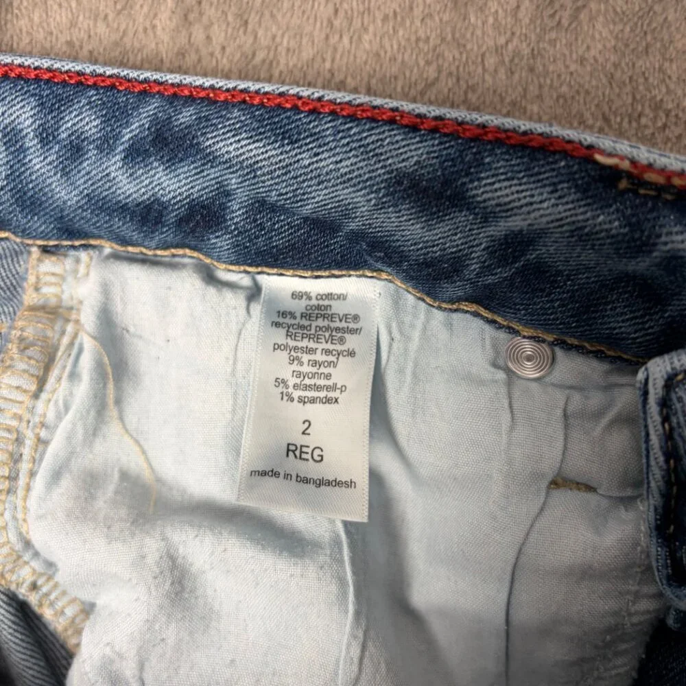 Edgely Maurices Relaxed Straight Jeans Women's 2 Blue High Rise Mom Distressed